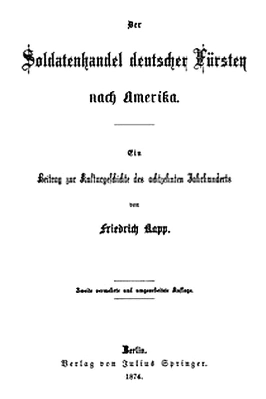 Der Soldatenhandel deutscher Fürsten nach Amerika