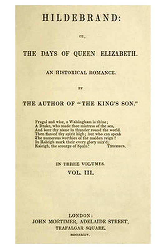 Hildebrand or, The Days of Queen Elizabeth, An Historic Romance, Vol. 3 of 3
