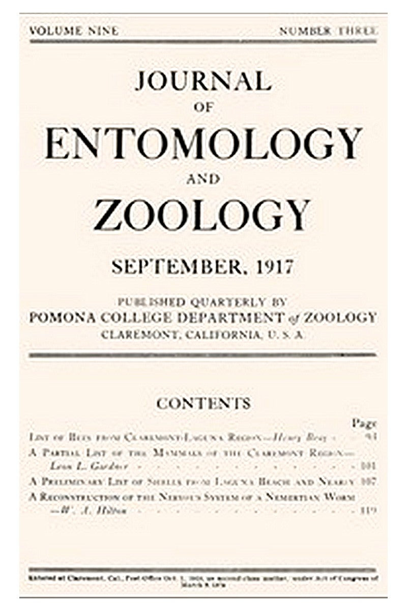 Journal of Entomology and Zoology, Vol. 09, No. 3, September 1917