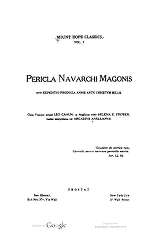 Pericla Navarchi Magonis sive, Expeditio Phoenicia Annis Ante Christum Mille
