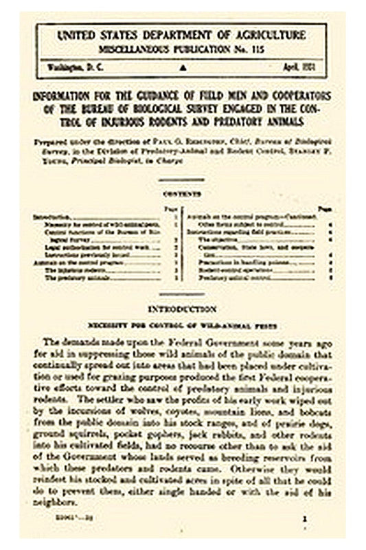 United States Department of Agriculture Miscellaneous Publication No. 115