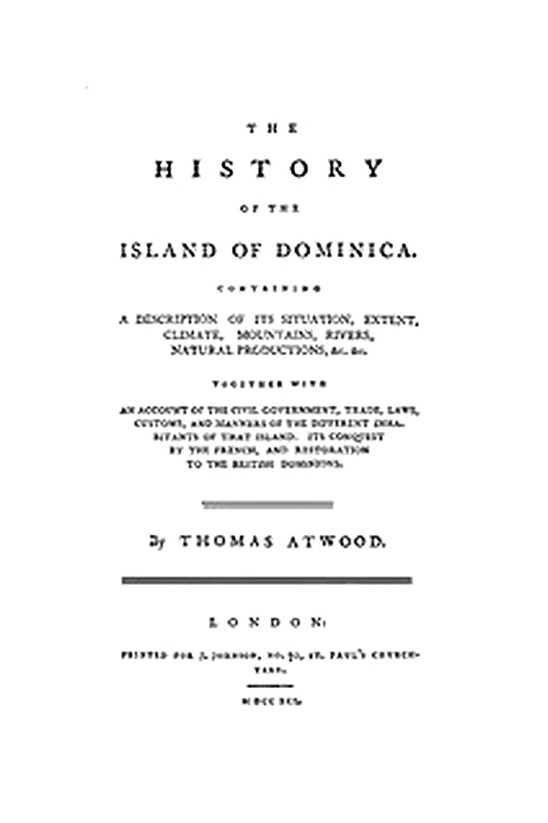 The History of the Island of Dominica
