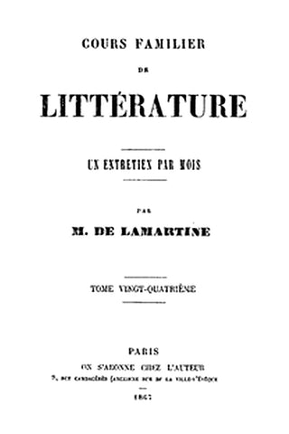 Cours familier de Littérature - Volume 24