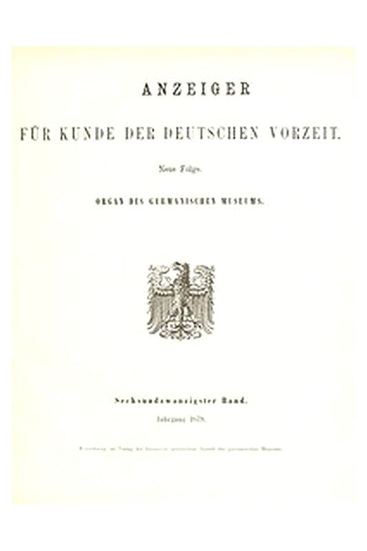 Anzeiger für Kunde der deutschen Vorzeit (Jg. 26, 1879)