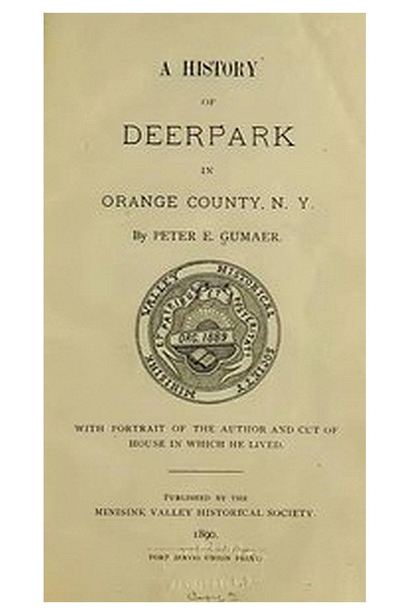 A History of Deerpark in Orange County, N. Y