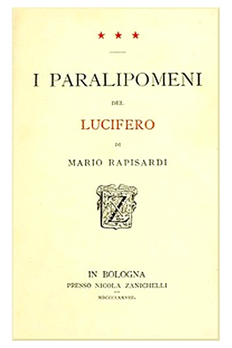 I Paralipomeni del Lucifero di Mario Rapisardi