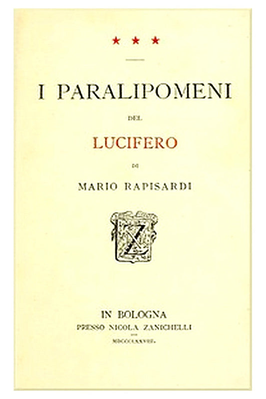 I Paralipomeni del Lucifero di Mario Rapisardi