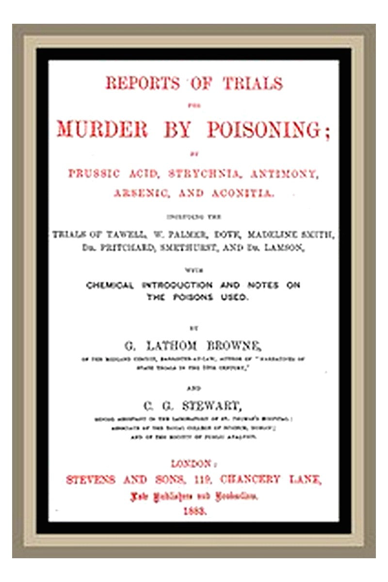 Reports of Trials for Murder by Poisoning;
