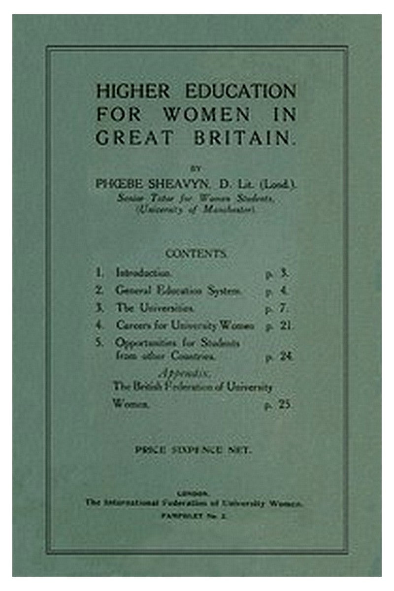 Higher Education for Women in Great Britain