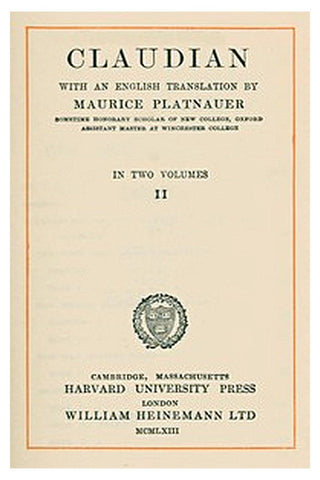 Claudian, volume 2 (of 2)