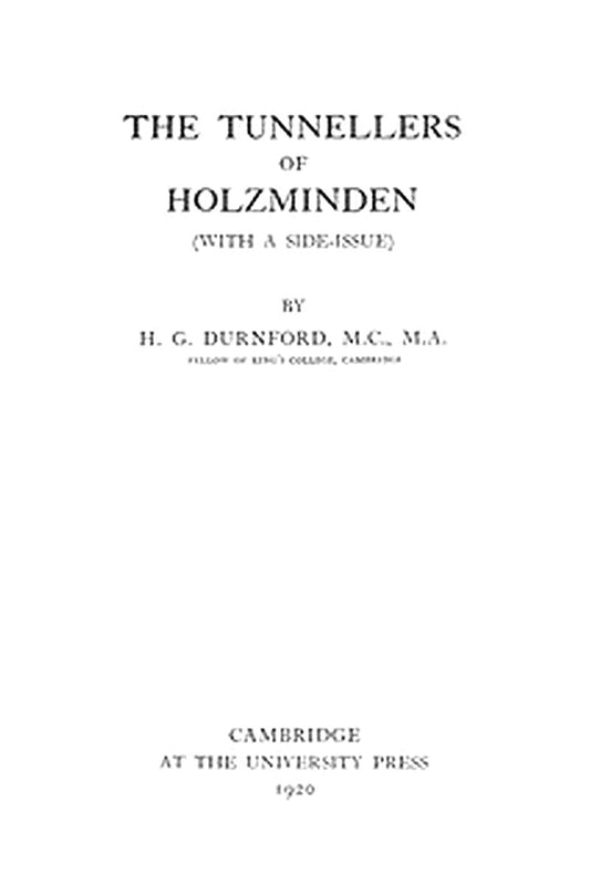 The Tunnellers of Holzminden (with a side-issue)