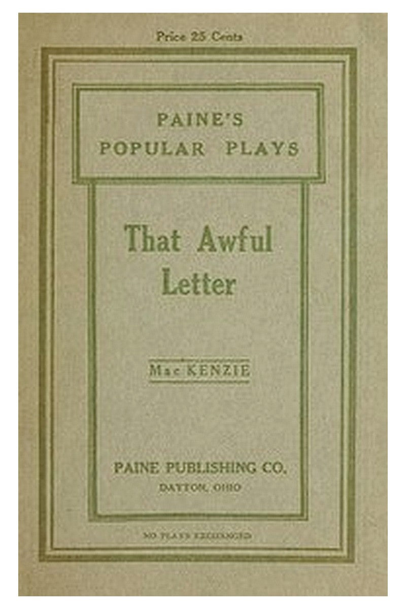 That Awful Letter: A Comedy for Girls