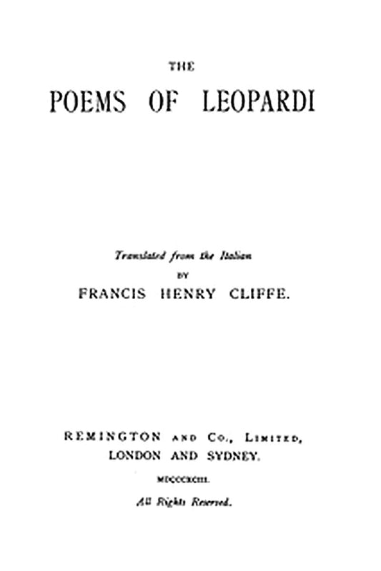The Poems of Leopardi