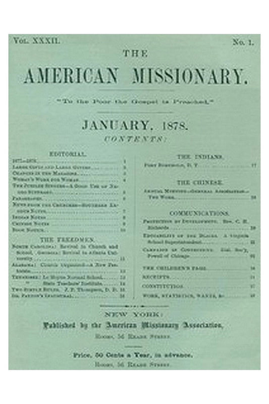 The American Missionary — Volume 32, No. 01, January, 1878