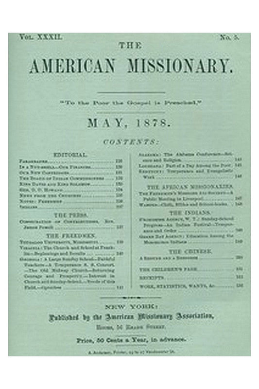 The American Missionary — Volume 32, No. 05, May, 1878
