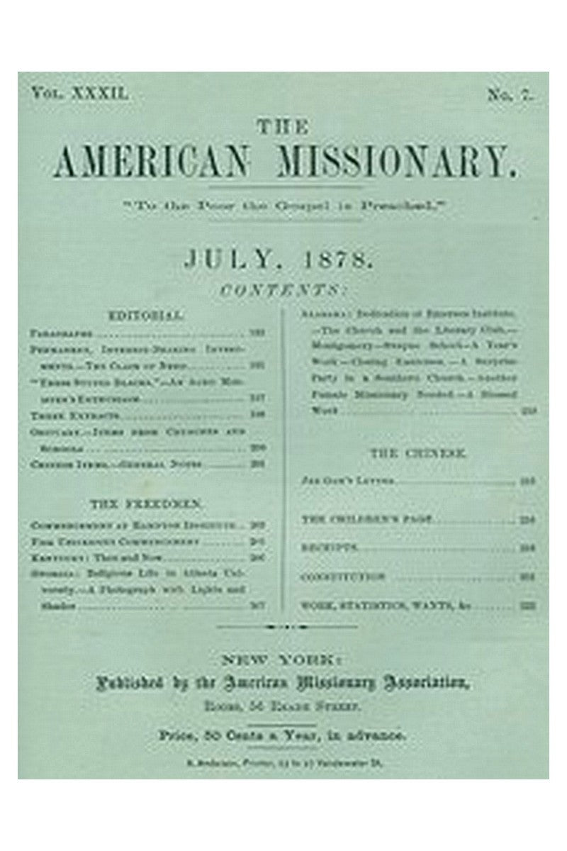 The American Missionary — Volume 32, No. 07, July 1878