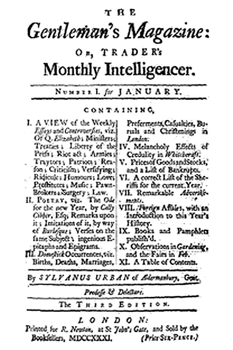 The Gentleman's Magazine, January 1731