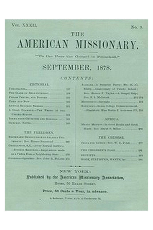 The American Missionary — Volume 32, No. 09, September, 1878