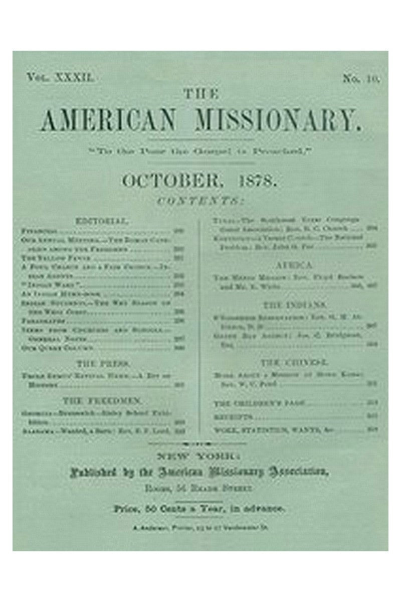 The American Missionary — Volume 32, No. 10, October, 1878