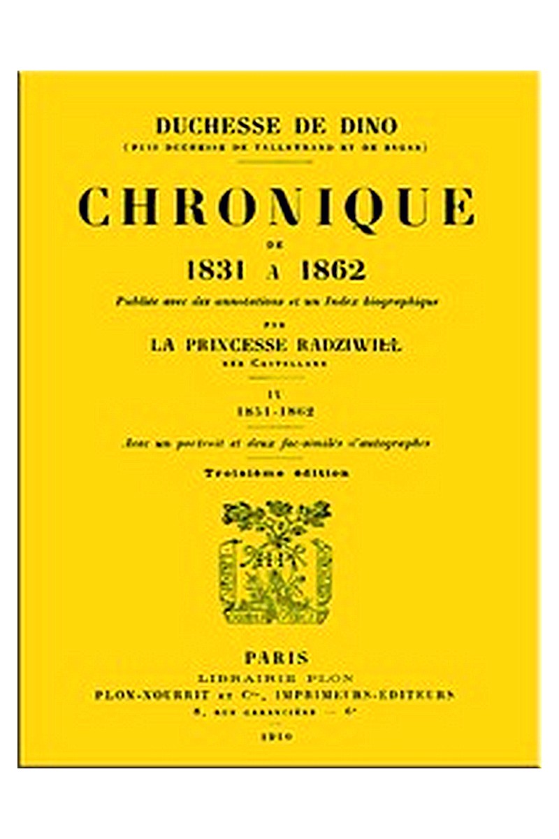 Chronique de 1831 à 1862, Tome 4 (de 4)