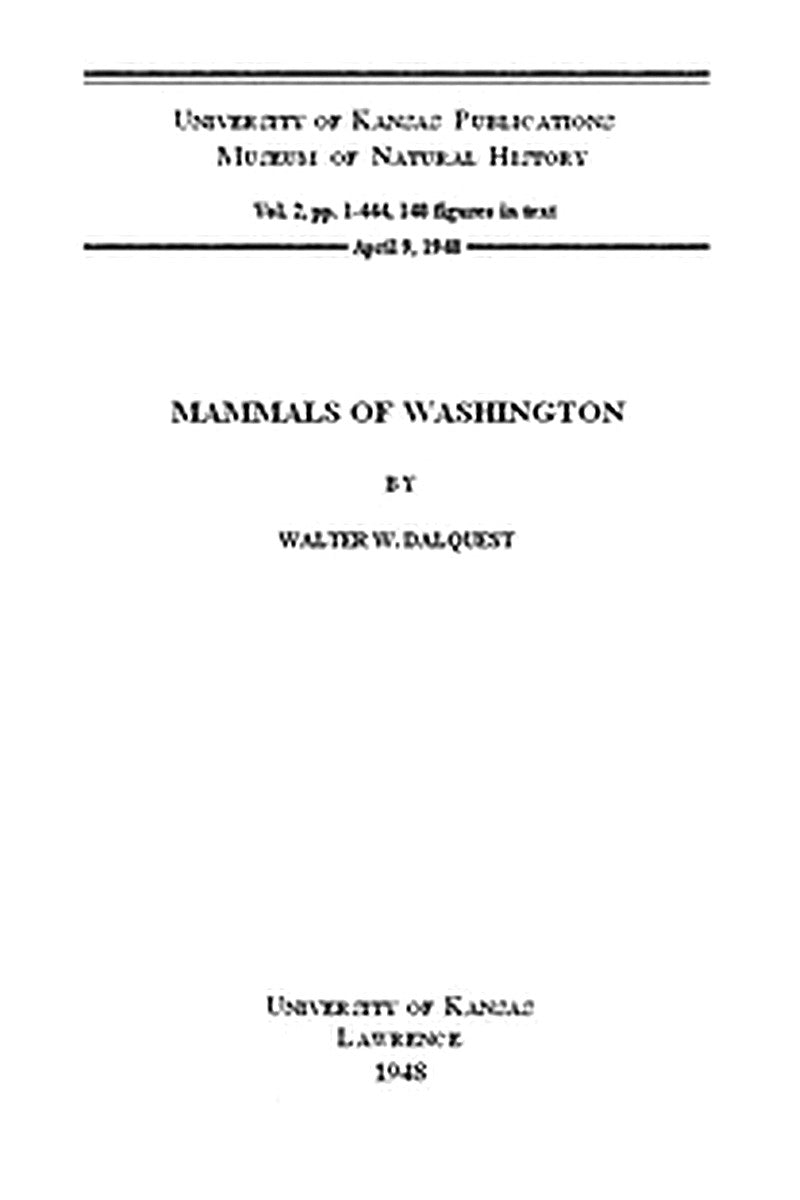 Mammals of Washington, Volume 2