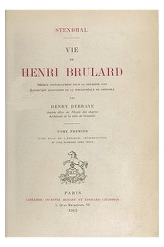 Vie de Henri Brulard, tome 1