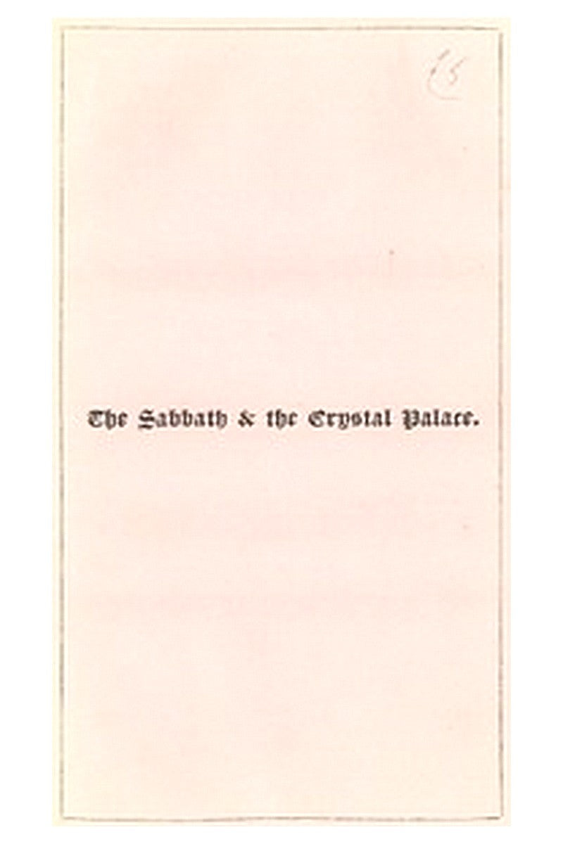 The Sabbath and the Crystal Palace