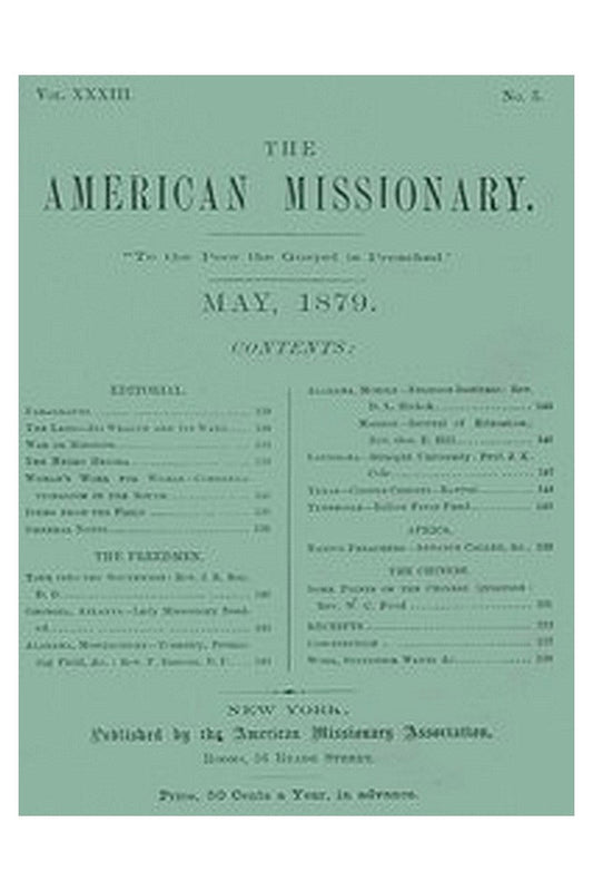 The American Missionary — Volume 33, No. 05, May, 1879
