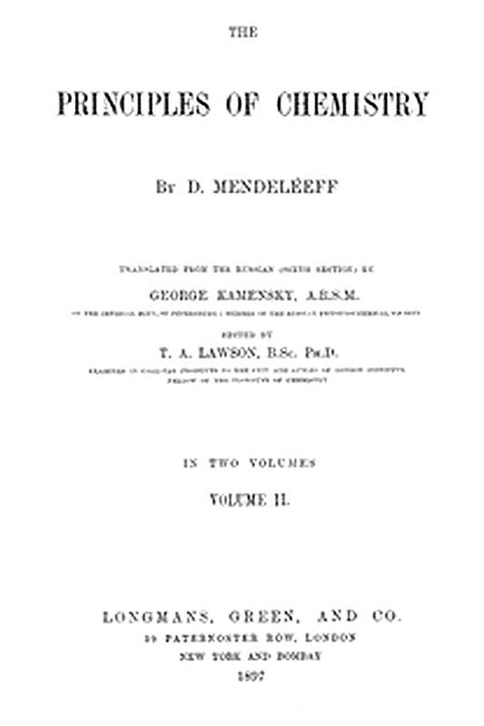 The Principles of Chemistry, Volume II