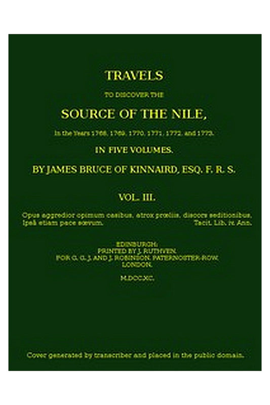 Travels to Discover the Source of the Nile, Volume 3 (of 5)
