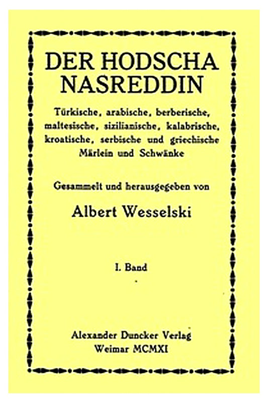 Der Hodscha Nasreddin I. Band
