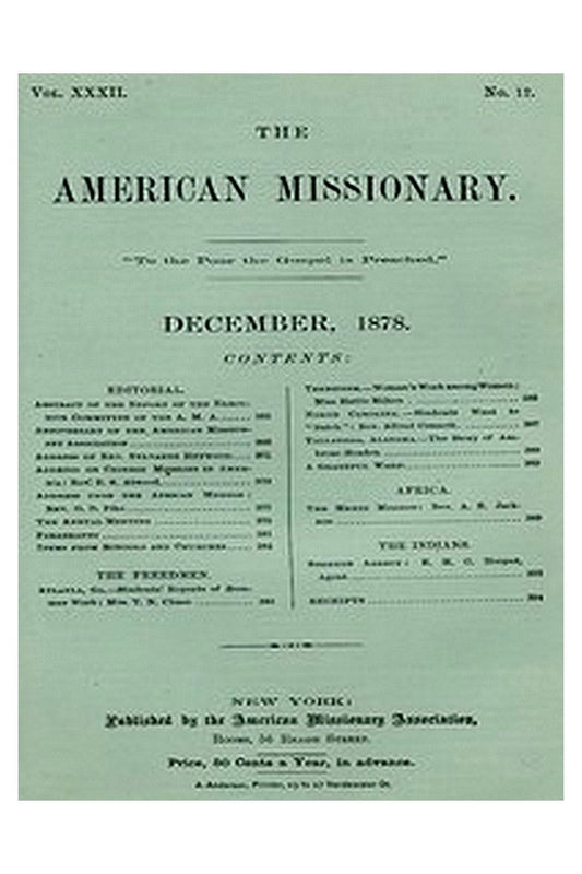 The American Missionary — Volume 32, No. 12, December, 1878