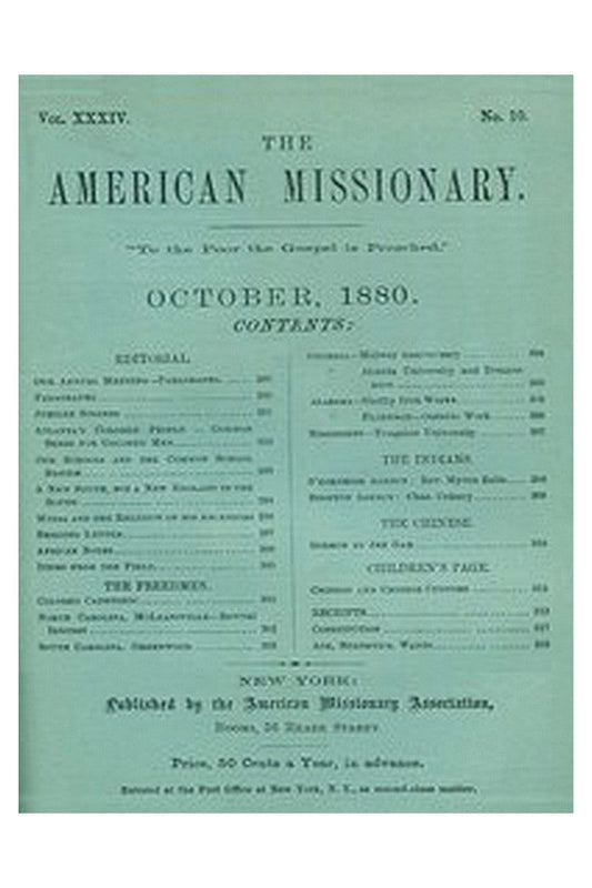 The American Missionary — Volume 34, No. 10, October, 1880