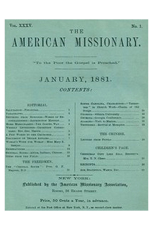 The American Missionary — Volume 35, No. 1, January, 1881