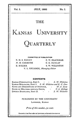 The Kansas University Quarterly, Vol. I, No. 1 (1892)