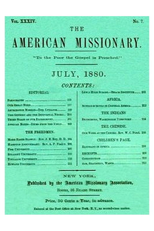 The American Missionary — Volume 34, No. 7, July, 1880