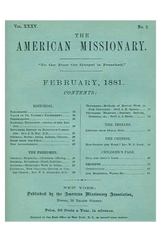 The American Missionary — Volume 35, No. 2, February, 1881