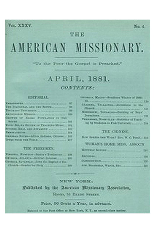 The American Missionary — Volume 35, No. 4, April, 1881
