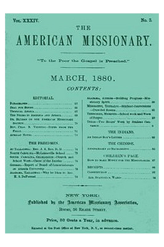 The American Missionary — Volume 34, No. 3, March, 1880