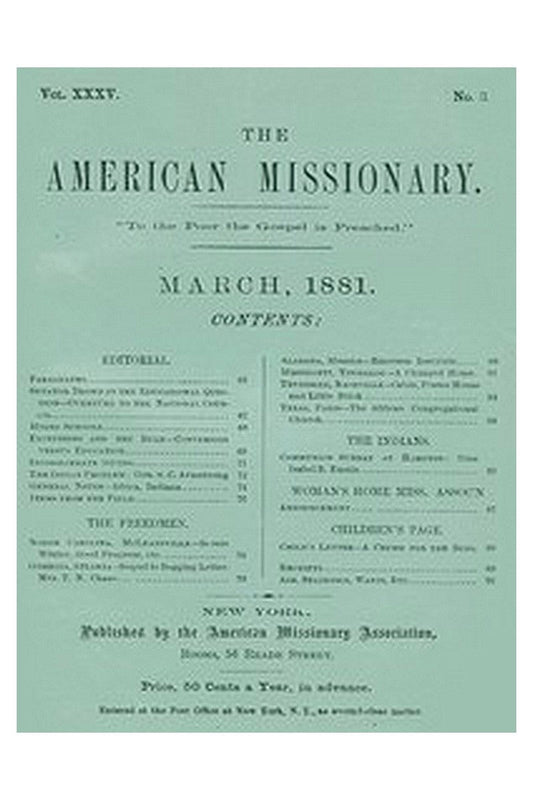 The American Missionary — Volume 35, No. 3, March 1881