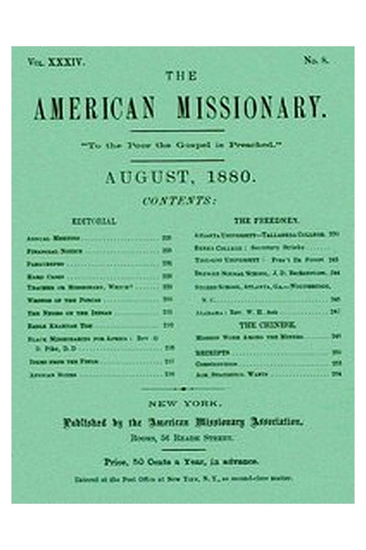 The American Missionary — Volume 34, No. 8, August, 1880