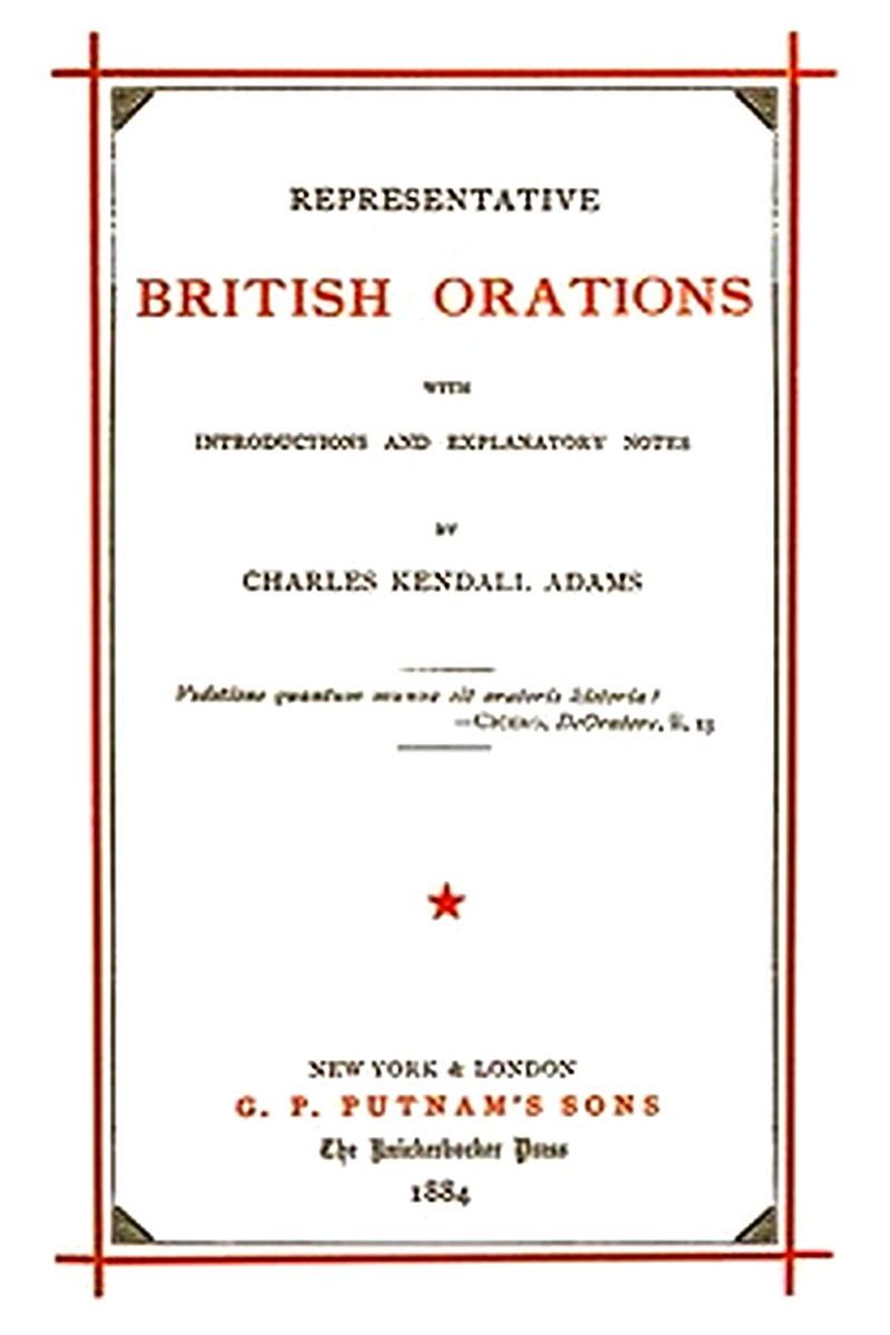 Representative British Orations Volume 1 (of 4)
