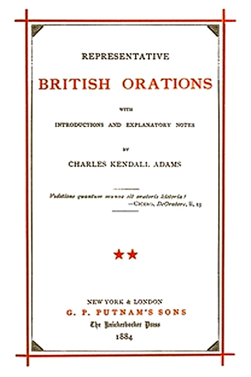 Representative British Orations Volume 2 (of 4)
