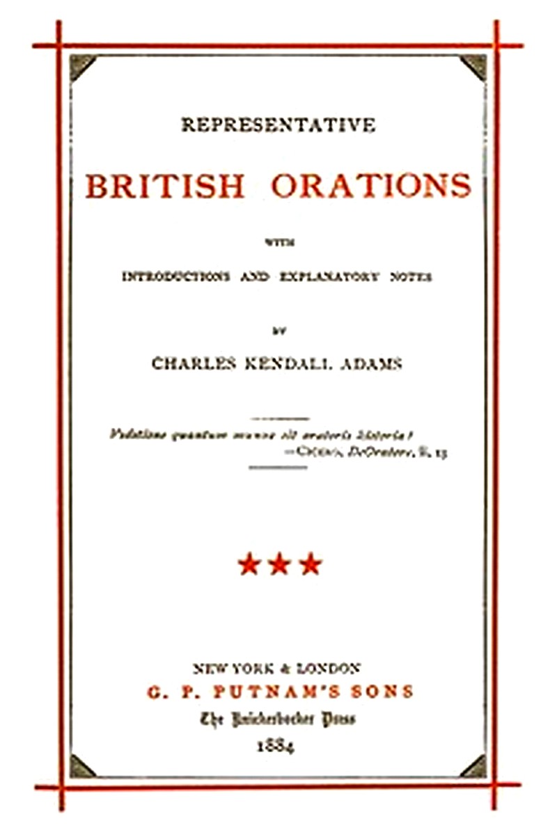 Representative British Orations Volume 3 (of 4)
