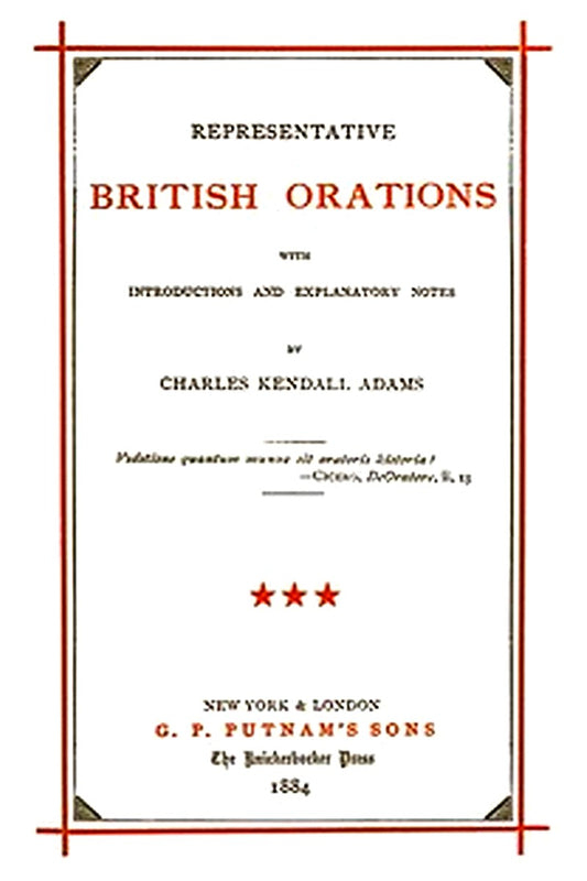 Representative British Orations Volume 3 (of 4)
