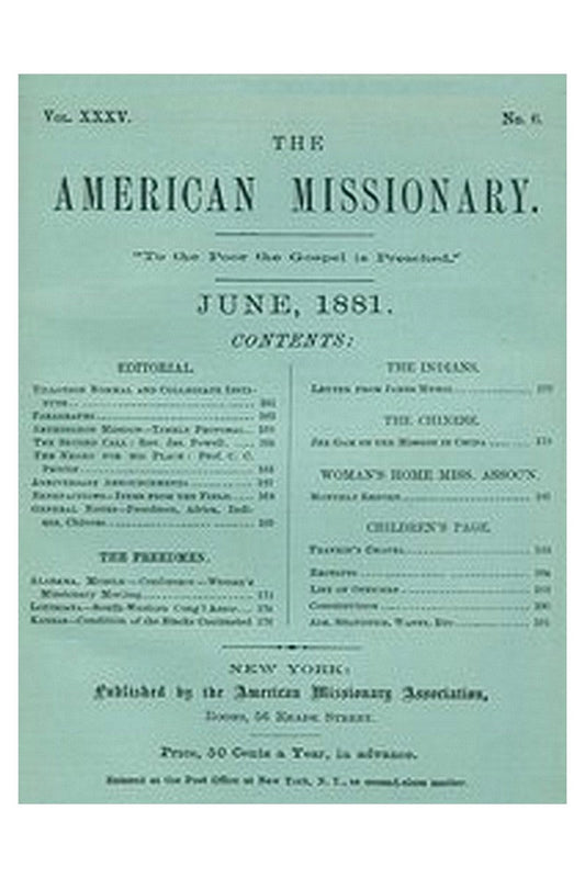 The American Missionary — Volume 35, No. 6, June, 1881