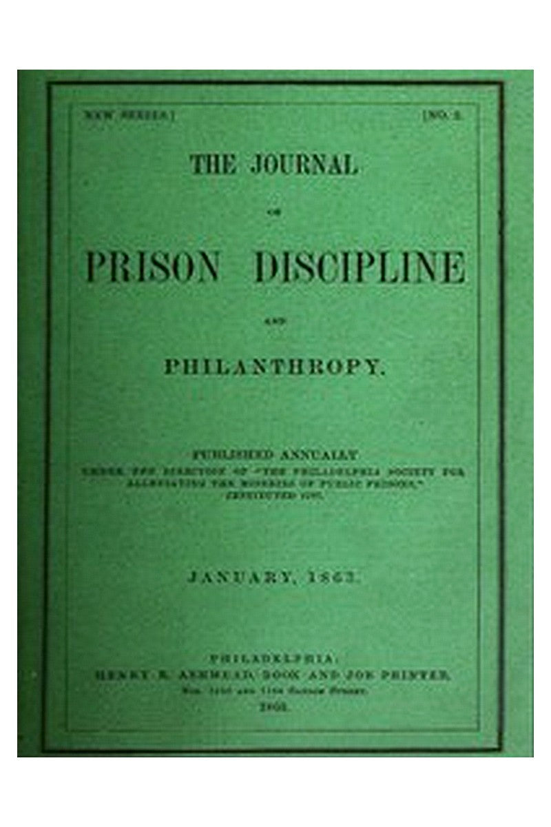 The Journal of Prison Discipline and Philanthropy, January, 1863