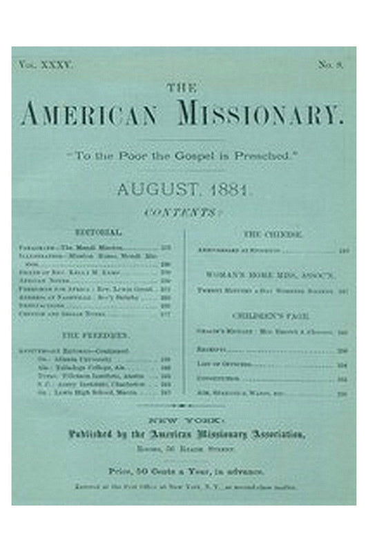 The American Missionary — Volume 35, No. 8, August, 1881