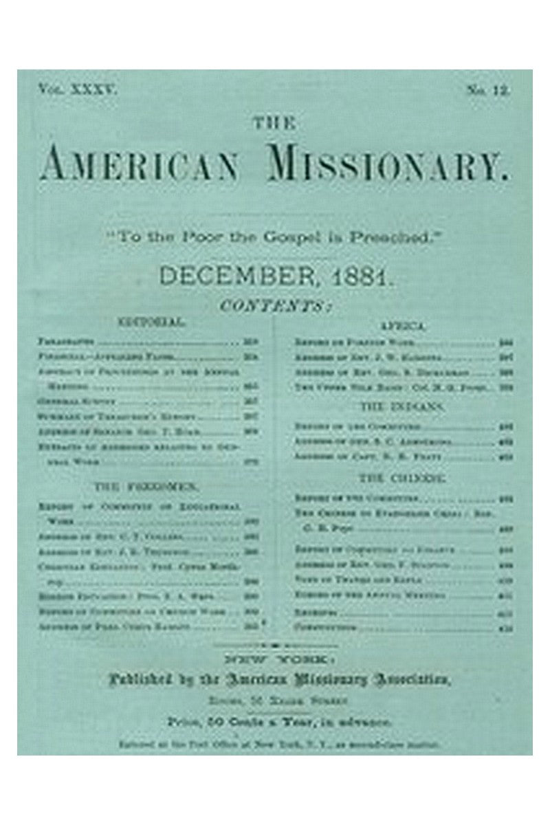 The American Missionary — Volume 35, No. 12, December, 1881