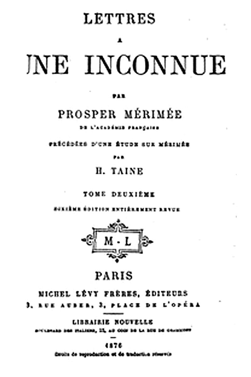 Lettres à une inconnue, Tome Deuxième